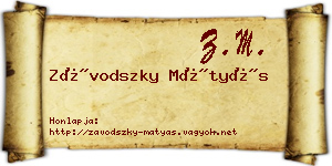 Závodszky Mátyás névjegykártya